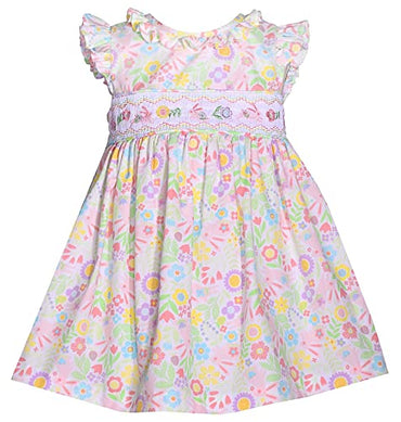 Bonnie Jean Girls Easter Dress Yellow Bunny Smocked Flutter Sleeve Dress