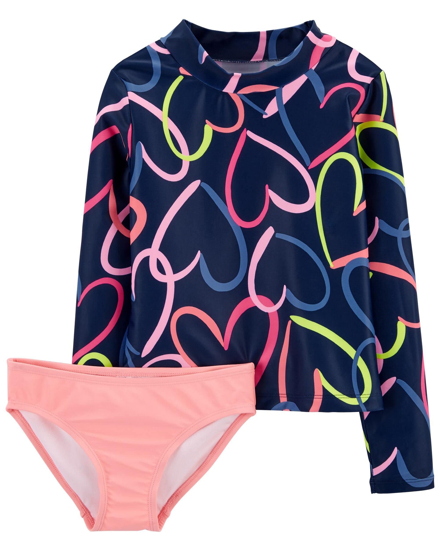 Carter's Girls' 2-Piece Rashguard (4T, Hearts/Pink/Multi)