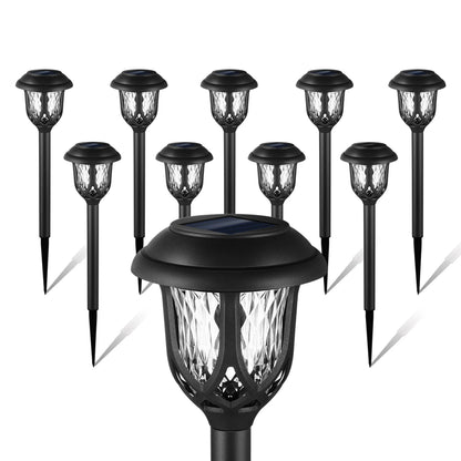 10 Pack Solar Lights Outdoor Decorative, Solar Pathway Lights Outdoor, Solar Powered Garden Yard Lights for Walkway Sidewalk Driveway. (Matte Black, Cool White)