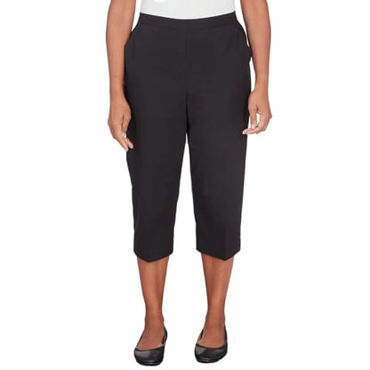 Alfred Dunner Women's Classics Neutrals Pull On Button Hem Twill Capri Pant