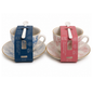 CORE HOME Garden Toile 6-Piece 8 oz Espresso Set – Blue & Blush