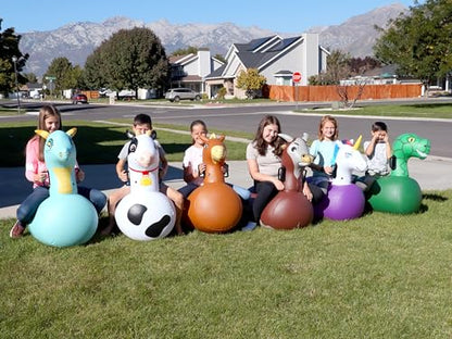 Hearthsong Hop N Go Inflatable Riding Bouncy Hopping Toys for Kids Ages 5+ - Ride On Bouncer Animal Hopper Jumping Toys for Outdoor Games