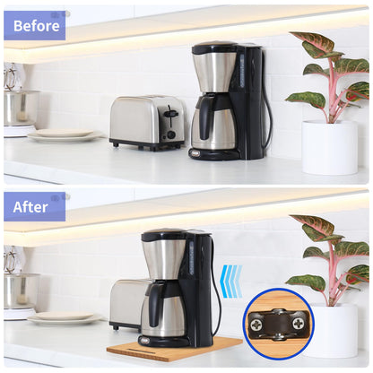 SAASNAZ Appliance Sliding Tray (9.5"x14.5") with Spoon Rest - Small Appliance Slider for Your Coffee Maker, Stand Mixer, Toaster, Cooker, & More - Coffee Pot Tray Slider with Four Sturdy Rubber Wheels