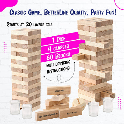 BETTERLINE Shot Glass Roulette Drinking Game and Poker Playing Cards Set - Spinning Wheel, 2 Balls and 16 Shot Glasses - Casino Adult Party Games