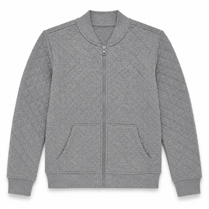 Athletic Works Boys’ Quilted Rib-Collar Jacket – Heather Gray