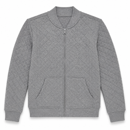 Athletic Works Boys’ Quilted Rib-Collar Jacket – Heather Gray