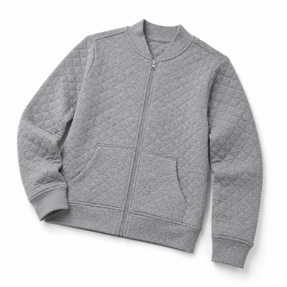 Athletic Works Boys’ Quilted Rib-Collar Jacket – Heather Gray