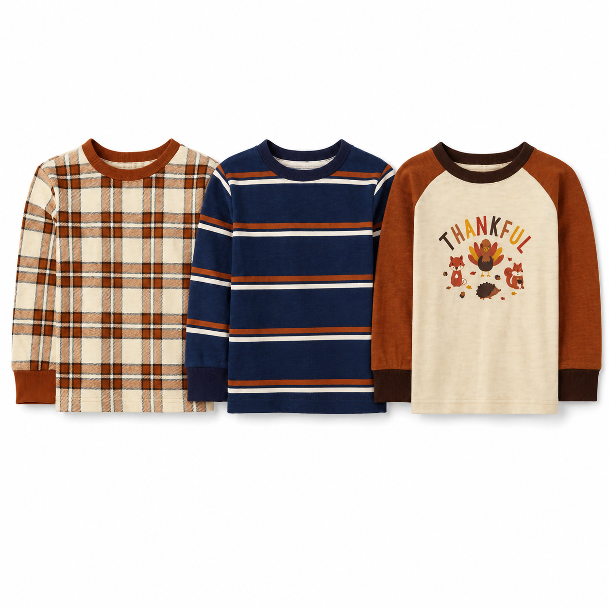 The Children’s Place Baby and Toddler Boys Thankful Long-Sleeve Top 3-Pack