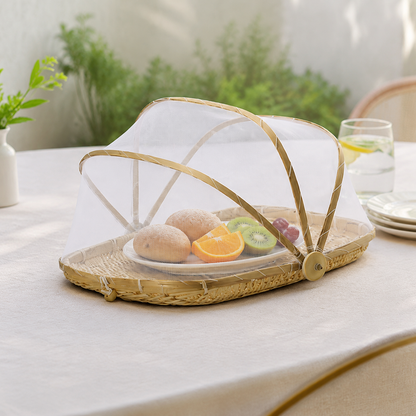 Simply Essential Bamboo Food Tent with Serving Tray – Natural
