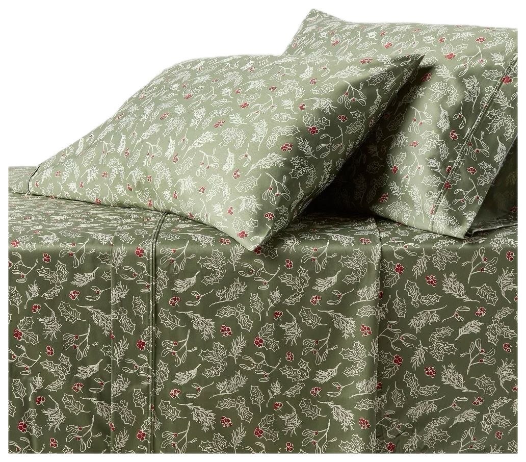 Twin/Twin XL 400 Thread Count Performance Holiday Sheet Set Green/Red Plaid - Threshold