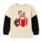 The Children’s Place Boys Christmas Bulldog Graphic Layered Top – Cream, Size XXL (16)