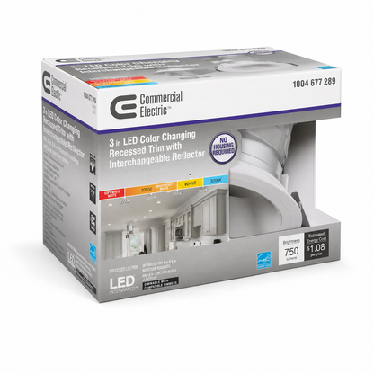 Commercial Electric 3 in. Integrated LED Recessed Light with Interchangeable Reflectors and 5-CCT