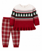 Baby Christmas Outfit Set 6 Months Red Peplum Top Plaid Pants Winter Wear