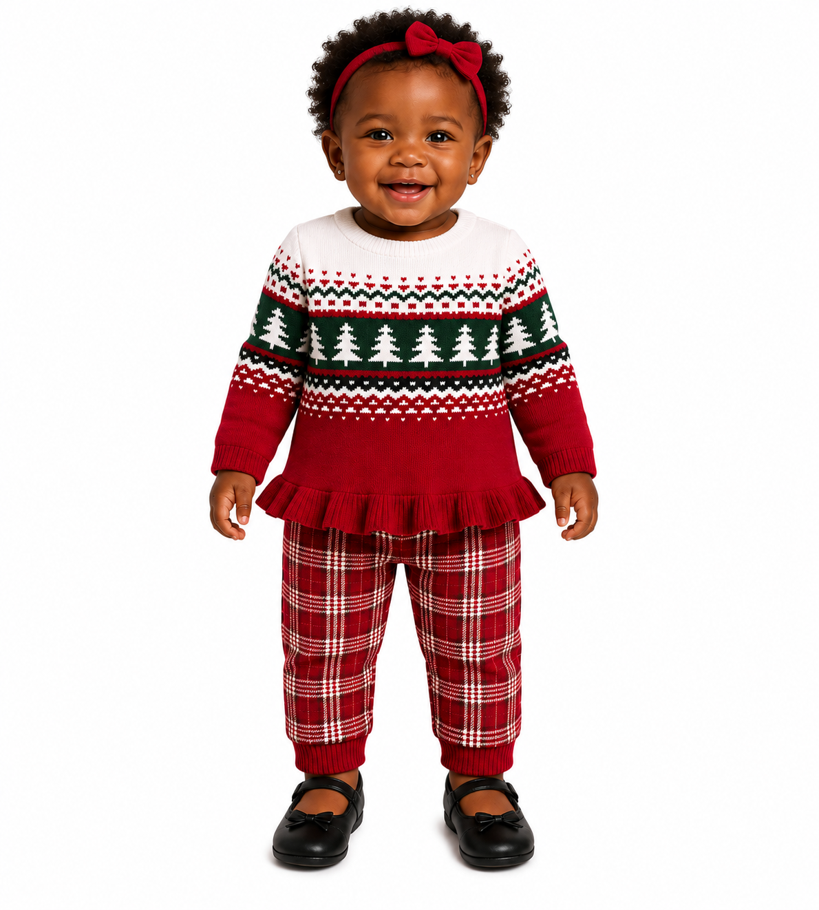 Red Baby 2-Piece Holiday Peplum Top & Fleece Pant Set (6 Months)