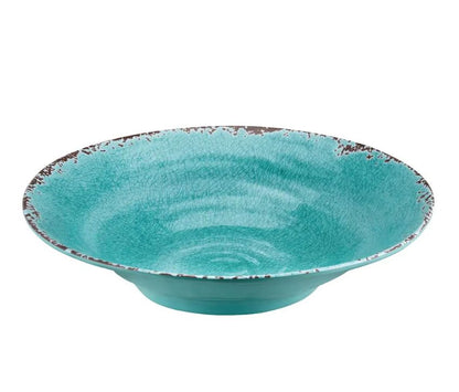 Crackle Melamine 16" Large Bowl, Turquoise