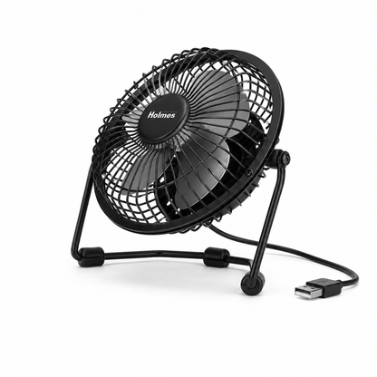 Holmes 4-Inch USB-Powered Adjustable Personal Desk Fan – Black