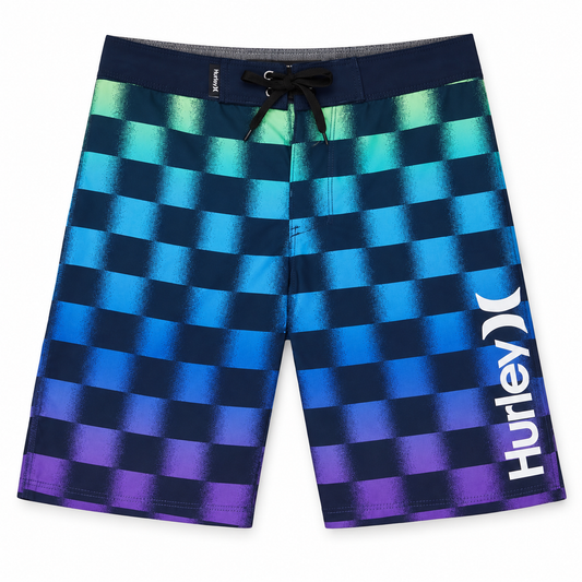 Hurley Boys’ Checkered Boardshorts, Midnight Navy, Size 12 Big Kid