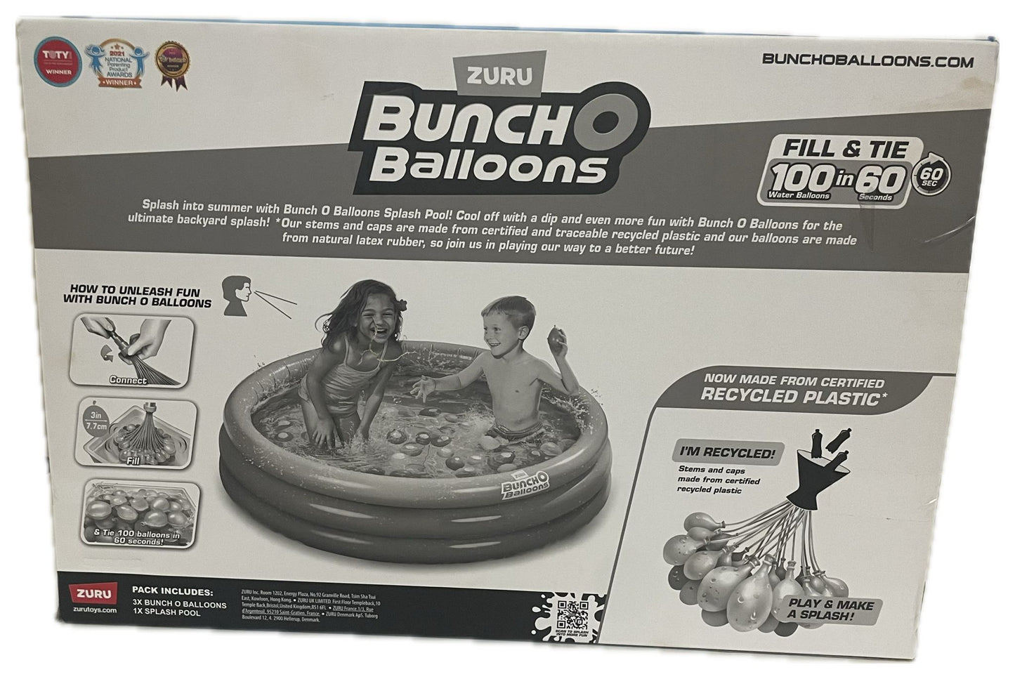 Bunch O Balloons Splash Pool with Tropical Party 100+ Rapid-Filling Self Sealing Water Balloons