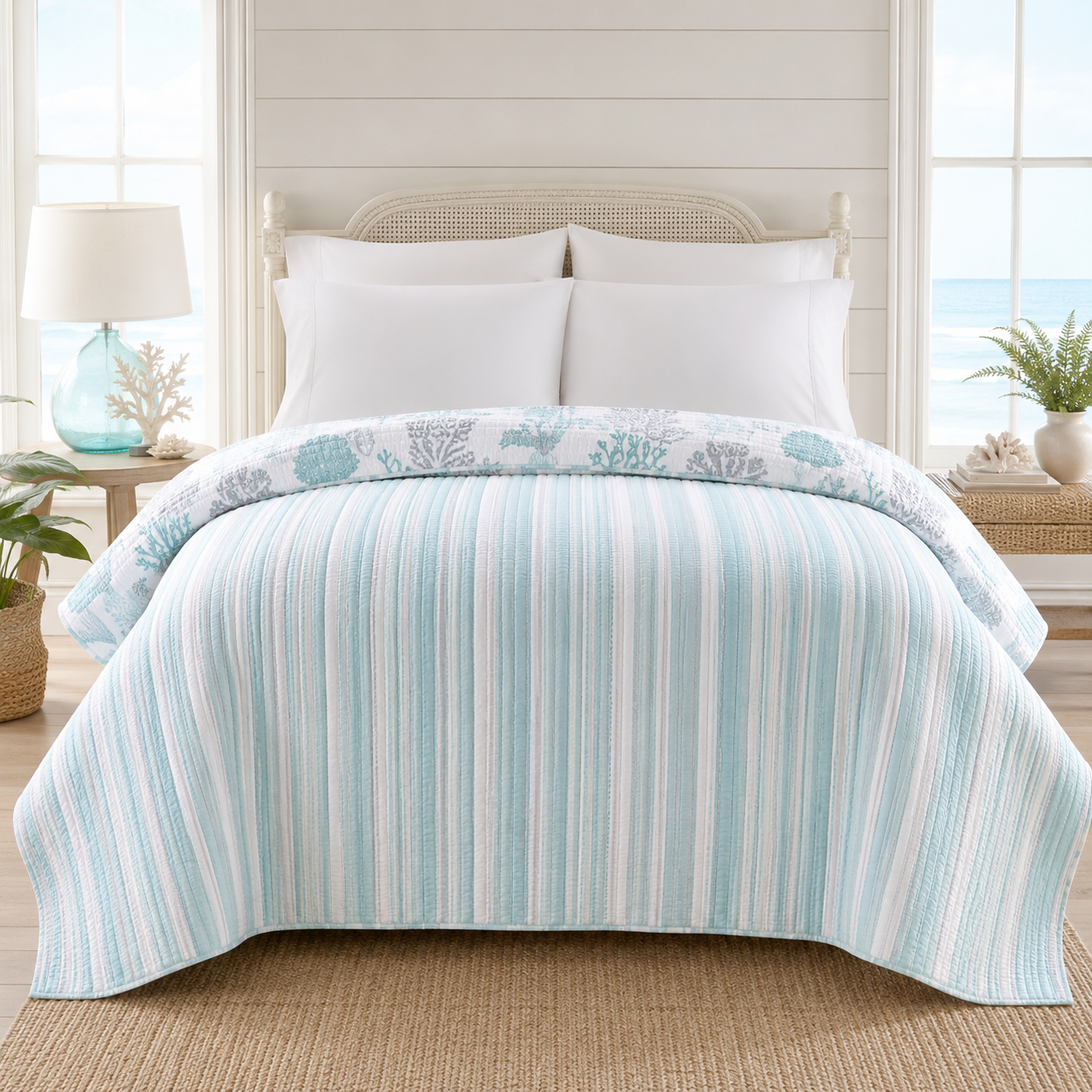 Levtex Home Timeless Collections Siesta Key Reversible Quilt – King Size, Blue