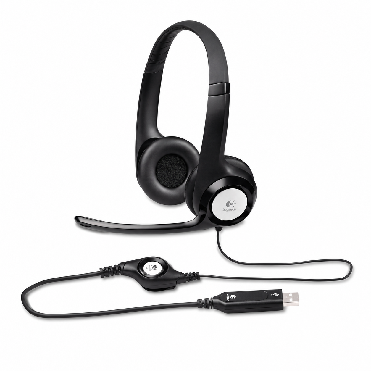 Logitech H390 Wired Headset with Noise Cancelling Microphone for PC - Black