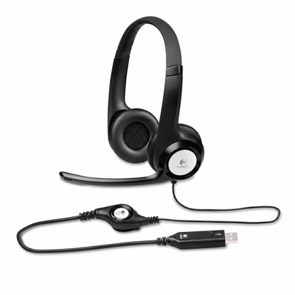 Logitech H390 Wired Headset with Noise Cancelling Microphone for PC - Black