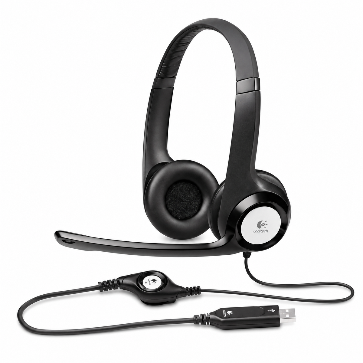 Logitech H390 Wired Headset with Noise Cancelling Microphone for PC - Black
