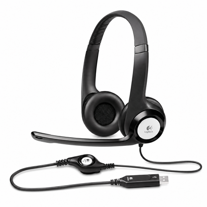 Logitech H390 Wired Headset with Noise Cancelling Microphone for PC - Black