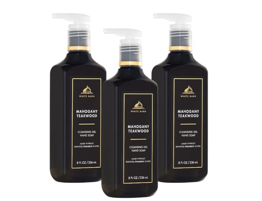 Bath & Body Works Mahogany Teakwood Gel Hand Soap 3-Pack, 8 Fl Oz Each – Gentle Clean with Vitamin E & Aloe