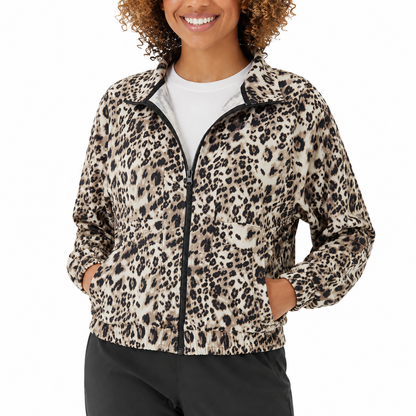 Member’s Mark Women’s Full-Zip Travel Jacket – Animal Print, Black, Taupe & Olive