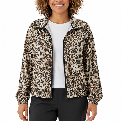 Member’s Mark Women’s Full-Zip Travel Jacket – Animal Print, Black, Taupe & Olive