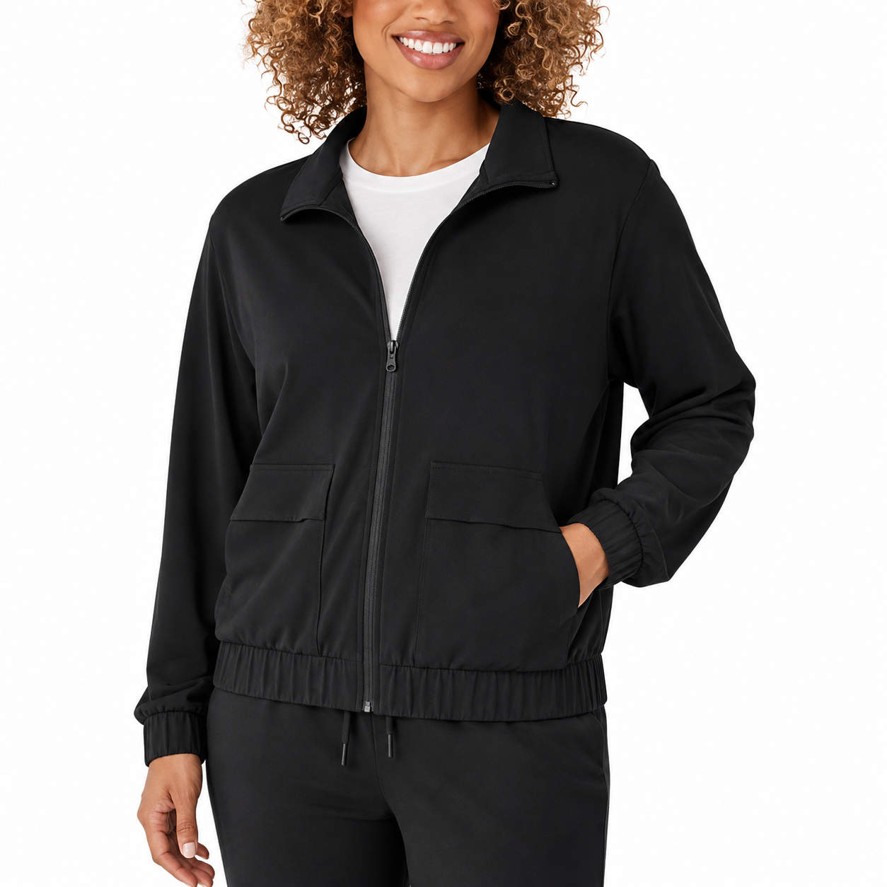 Member’s Mark Women’s Full-Zip Travel Jacket – Animal Print, Black, Taupe & Olive