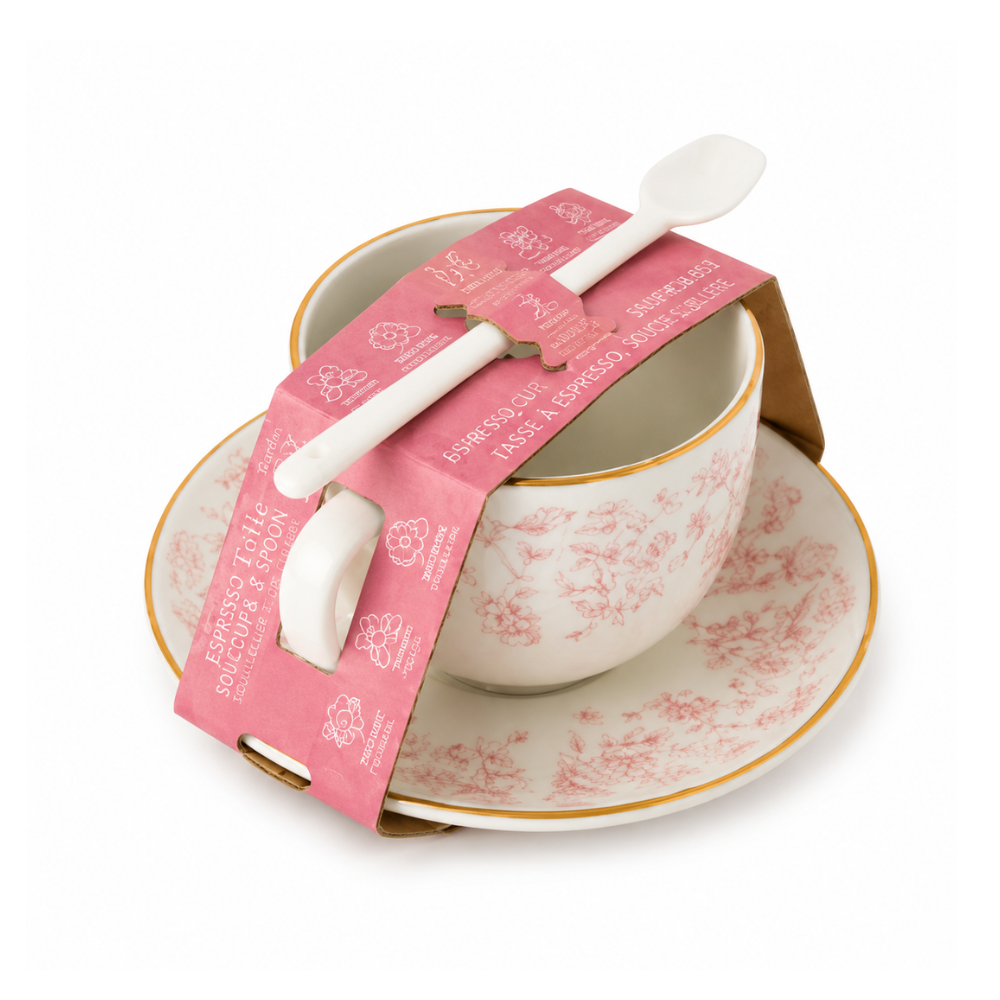 CORE HOME Garden Toile 3-Piece 8 oz Espresso Set