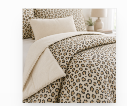 Reversible Ivory Leopard Comforter – Animal Print Bedding