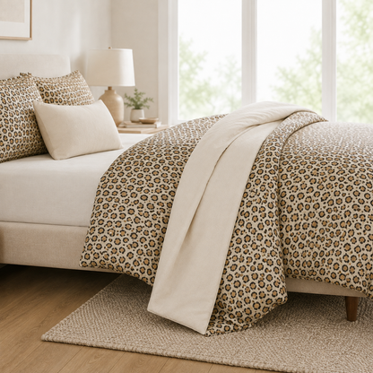 Reversible Ivory Leopard Comforter – Animal Print Bedding