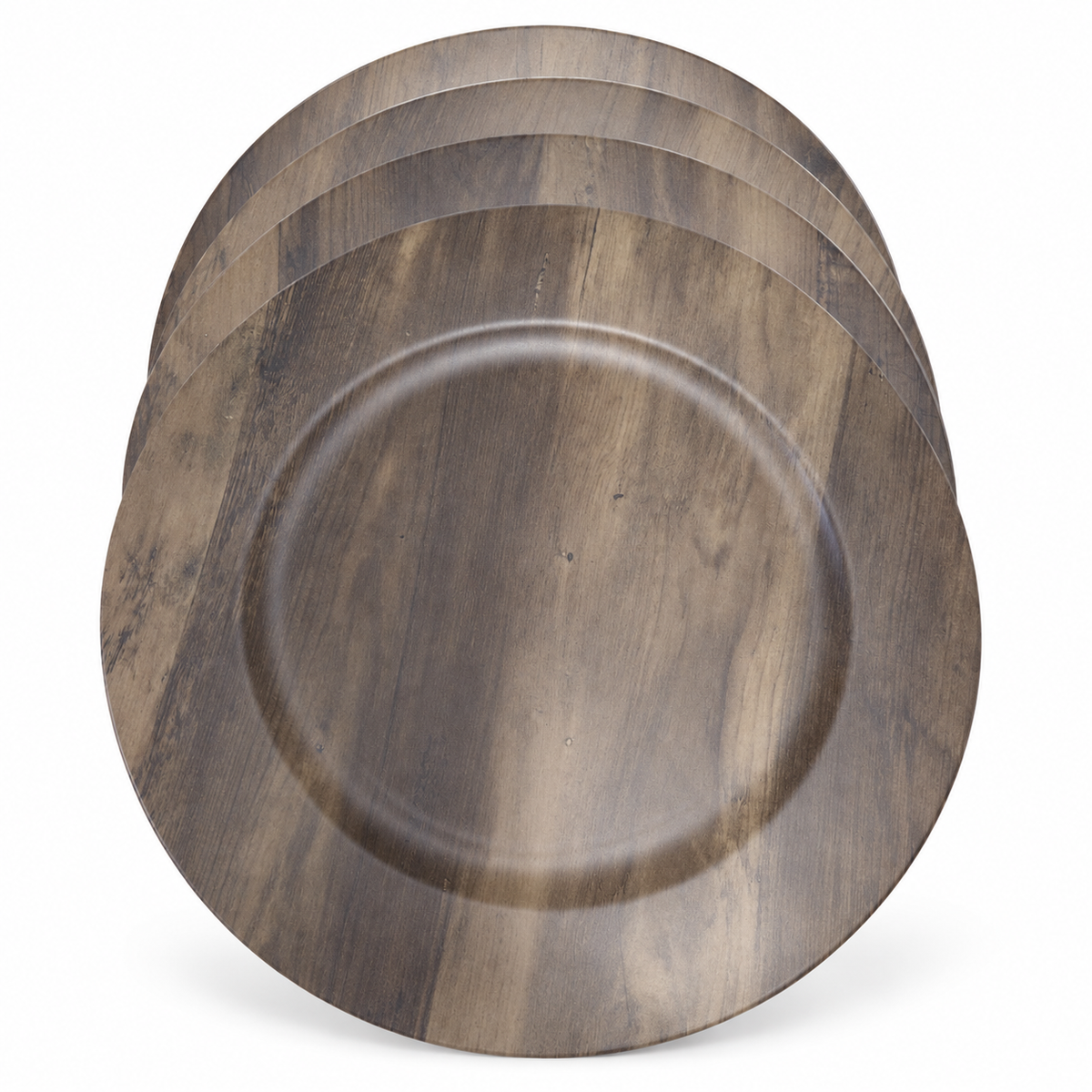 Saro Lifestyle Sleek Faux-Wood Charger Plates, Brown, Set of 4