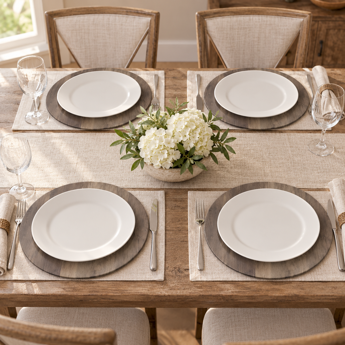 Saro Lifestyle Sleek Faux-Wood Charger Plates, Brown, Set of 4