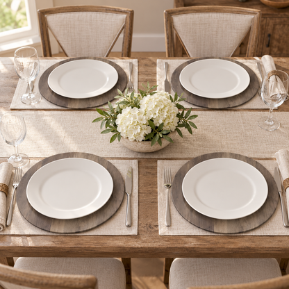 Saro Lifestyle Sleek Faux-Wood Charger Plates, Brown, Set of 4