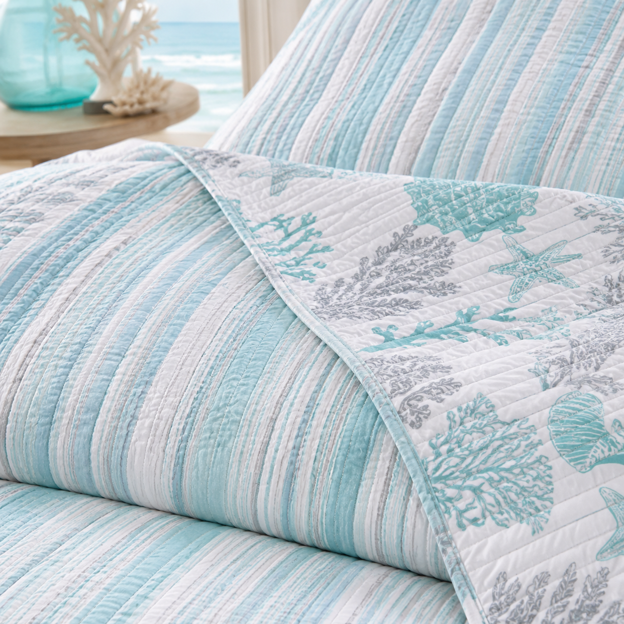 Levtex Home Timeless Collections Siesta Key Reversible Quilt – King Size, Blue