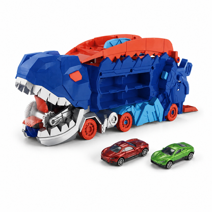 TonoYao Dinosaur Deformation Car & Racing Track Playset with 2 Alloy Cars