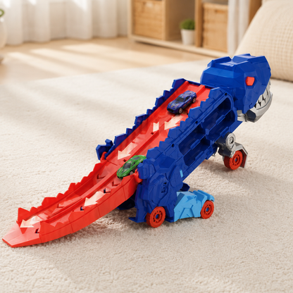 TonoYao Dinosaur Deformation Car & Racing Track Playset with 2 Alloy Cars