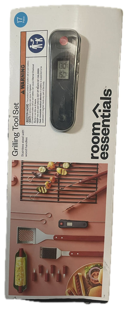 Room Essentials 17 pc BBQ Stainless Steel Grill Tool Set (Black)