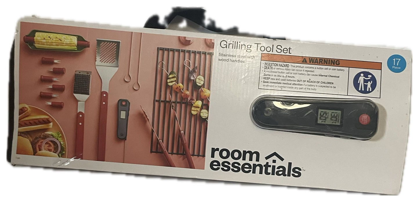 Room Essentials 17 pc BBQ Stainless Steel Grill Tool Set (Black)