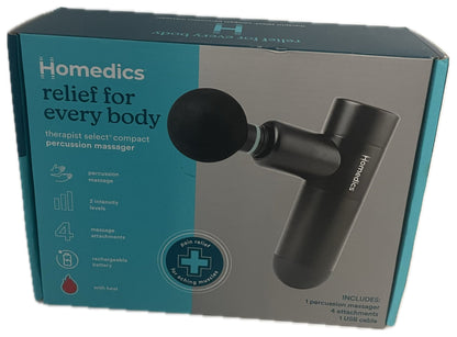 Homedics Active Fit Compact Percussion Body Massage Gun with Soothing Heat Cordless Deep-Tissue Massage