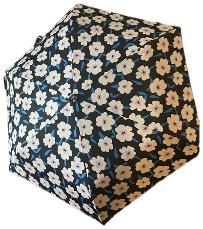 ShedRain Auto Open/Close Compact Umbrella – Black Floral, 42" Span