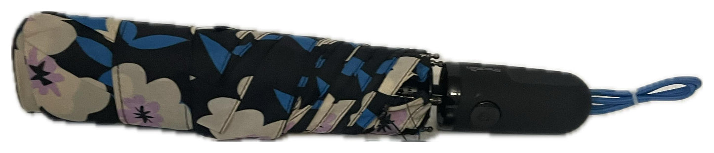 ShedRain Auto Open/Close Compact Umbrella – Black Floral, 42" Span