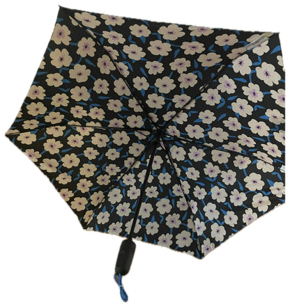 ShedRain Auto Open/Close Compact Umbrella – Black Floral, 42" Span