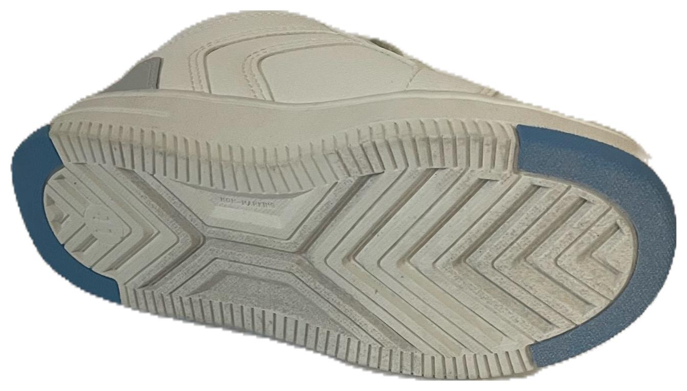 Toddler/Kids’ White Velcro Strap Sneakers with Blue Sole