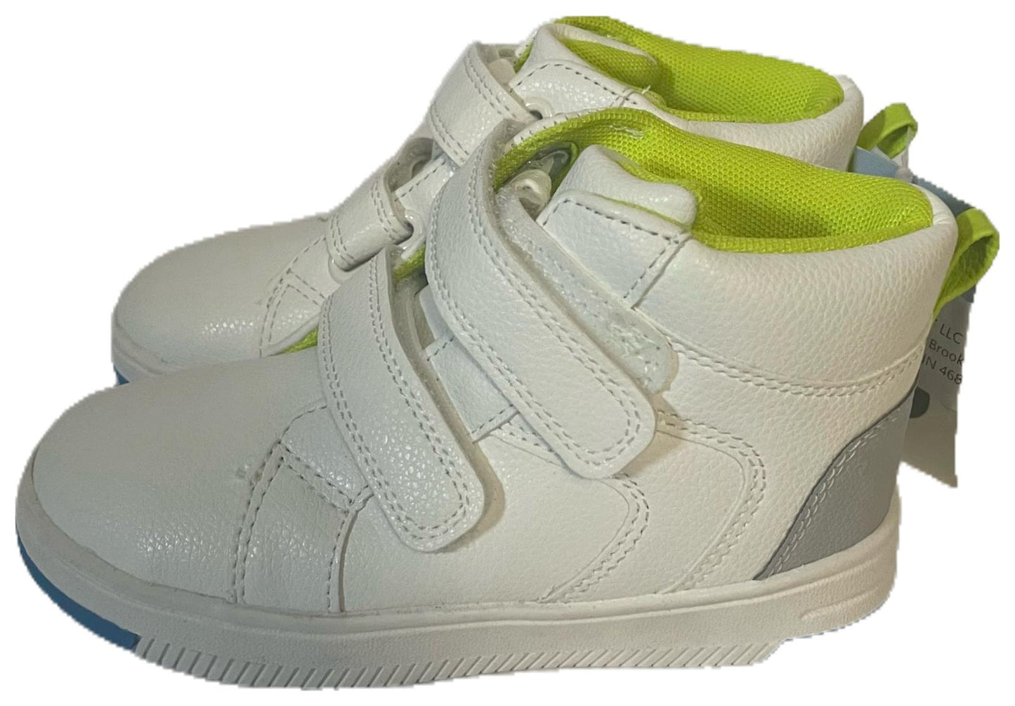 Toddler/Kids’ White Velcro Strap Sneakers with Blue Sole