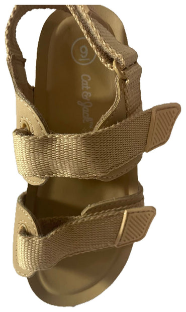 Cat & Jack Toddler Cedric Sandals Brown Tan Adjustable Hook Loop Summer Shoes