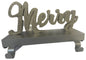 PAPER FAIR Merry Christmas Mantel Stocking Holder Gold Glitter Double Hooks Decor